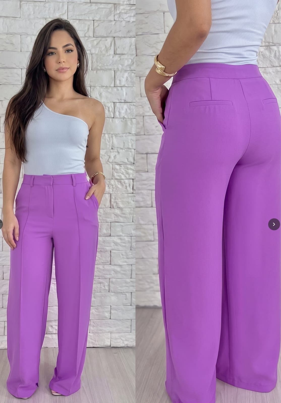 Calça pantalona crepe